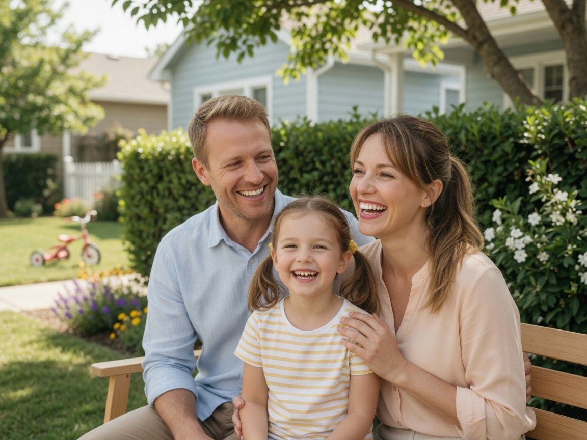 Family smiling outdoors—planning dental care and insurance benefits together